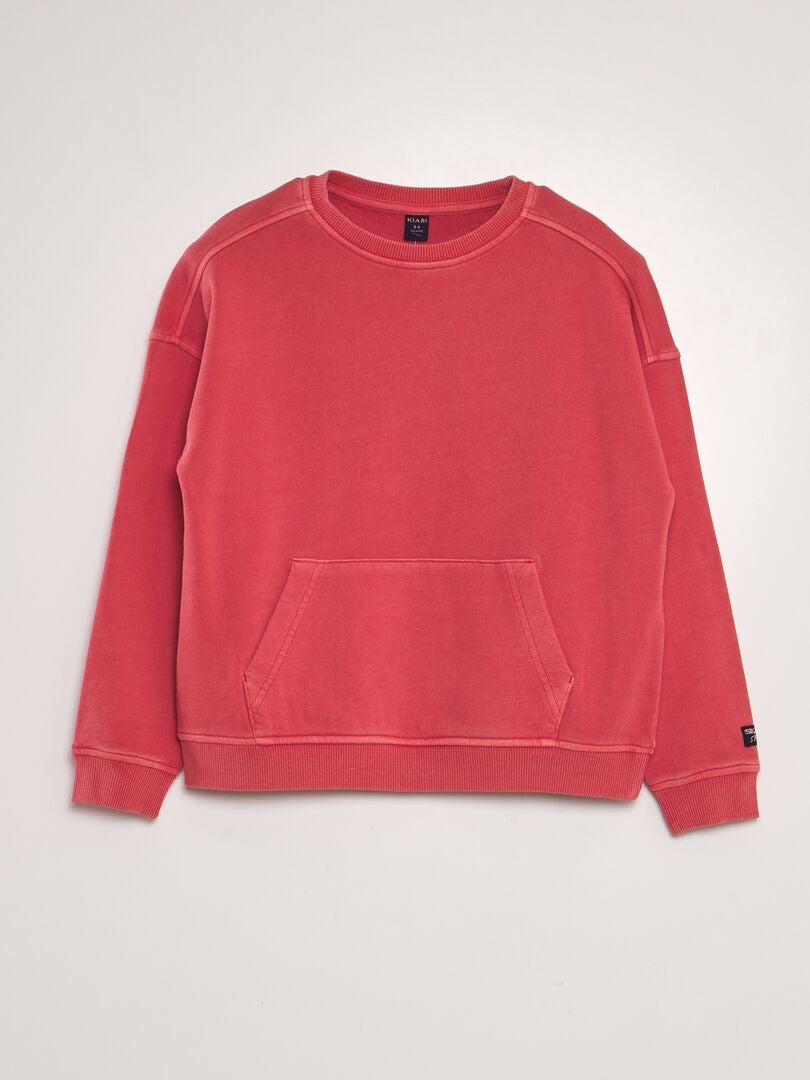 Sudadera polar con bolsillo tipo canguro - roja