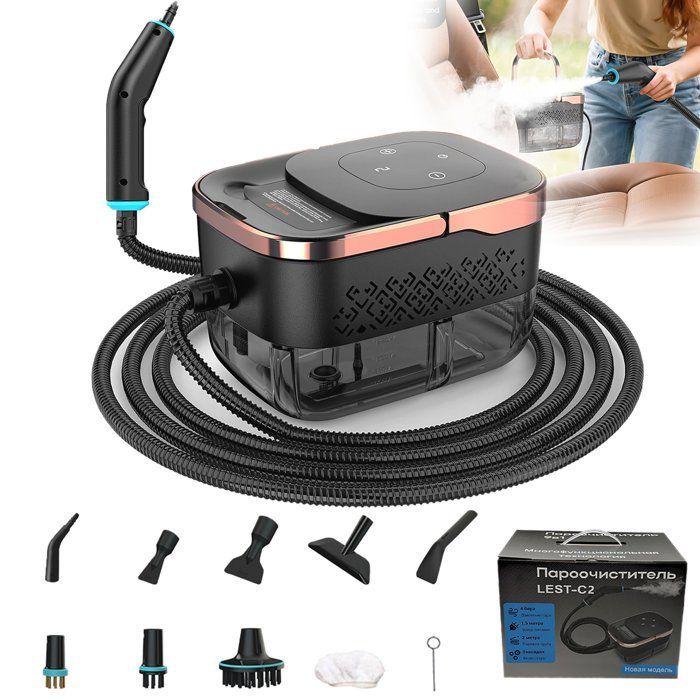 Nettoyeur Vapeur Haute Pression,6 vitesses,réservoir d'eau 1250ML, Chauffage Rapide 15S,avec 10 accessoires,pour Nettoyer Les