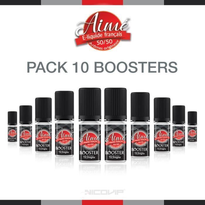 Pack of 10 E-liquids with Nicotine Boosters, Aimé 50-50