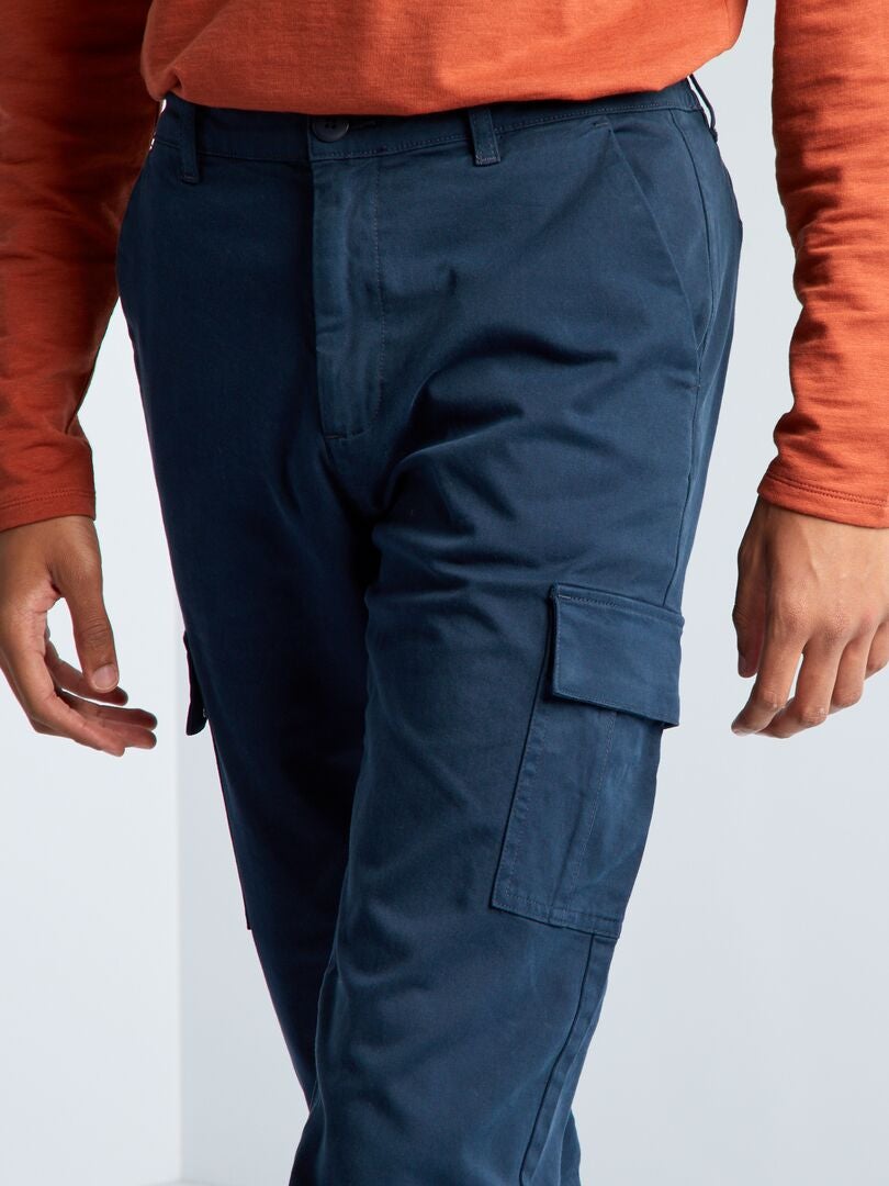 Calça reta com vários bolsos, tamanho 38 - AZUL
