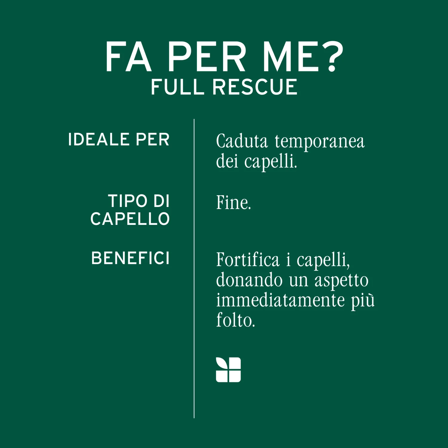 Full Rescue Shampoo - Shampoo Rinforzante, Shampoo Anticaduta, Shampoo Ridensificante