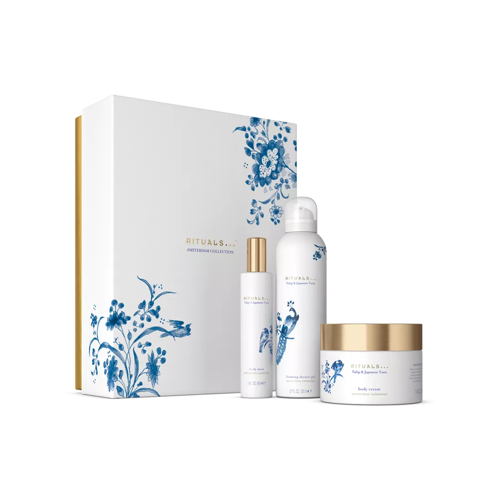 Coffret cadeau Amsterdam Collection : gel douche moussant 200 ml, crème pour le corps 220 ml, brume corporelle 50 ml