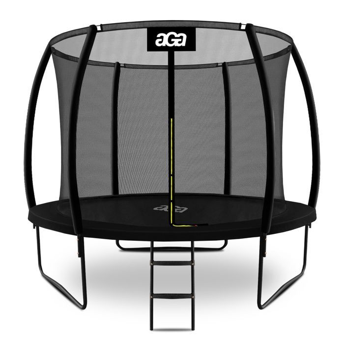 Cama elástica Aga SPORT EXCLUSIVE de 305 cm, color negro + red de seguridad + escalera