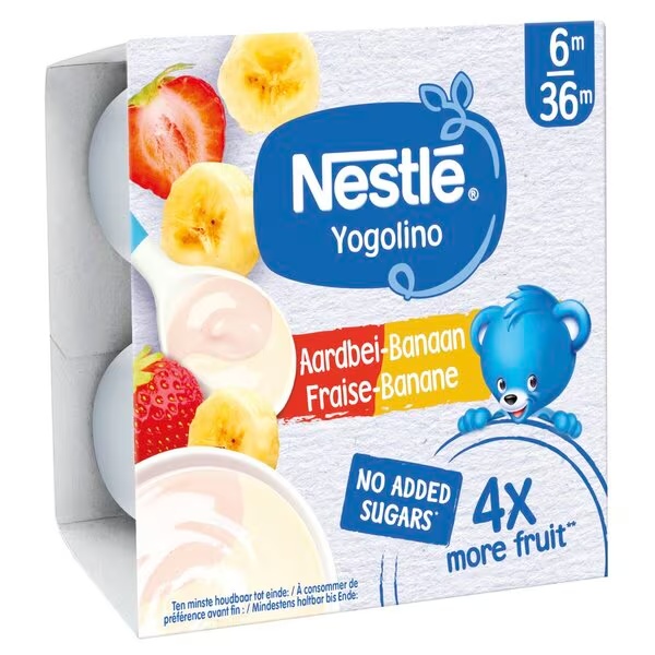 Nestlé Yogolino 6+M zemeņu un banānu bērnu deserts<br>360g