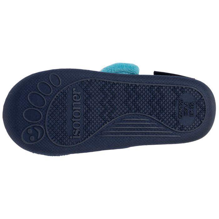 Pantuflas Isotoner para bebé niña con cierre de velcro, buen soporte para el pie, suela antideslizante, azul marino.