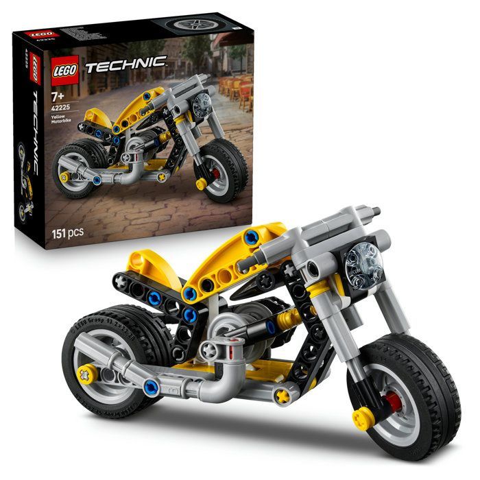 LEGO Technic 42225 Yellow Motorcycle - Construction Toy for Ages 7+ - Gift Idea for Boys or Girls