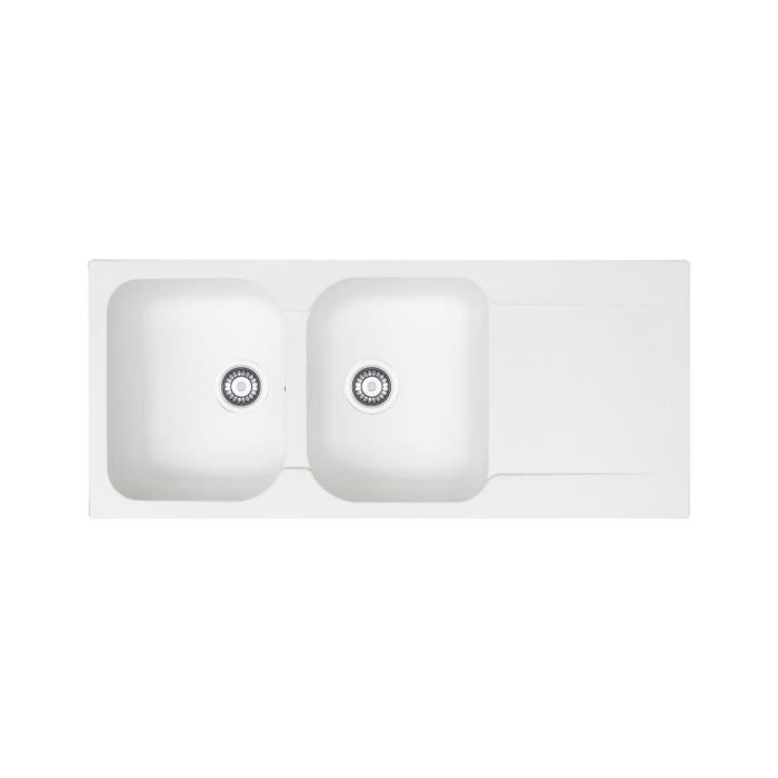 Kite white sink 116x50 2 bowls