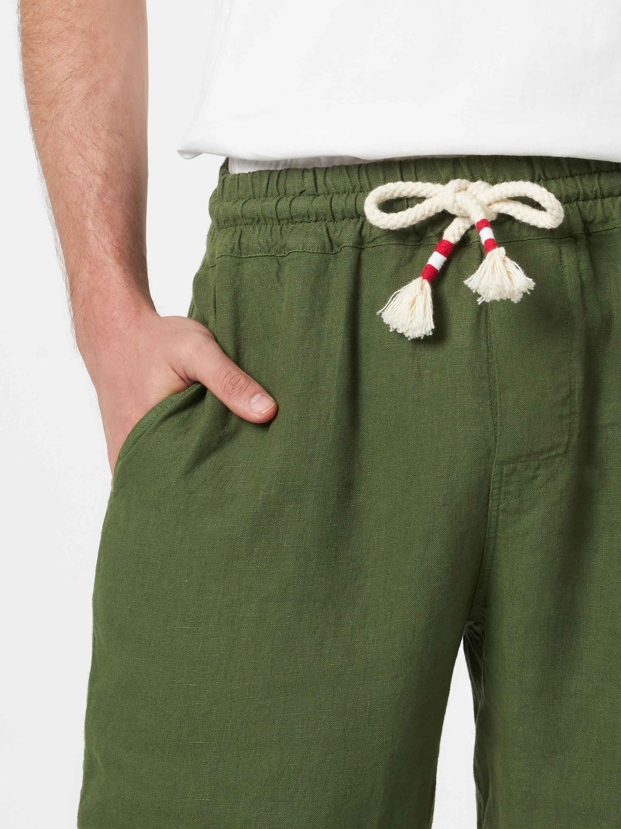 Marseille legergroene linnen Bermudashorts voor heren