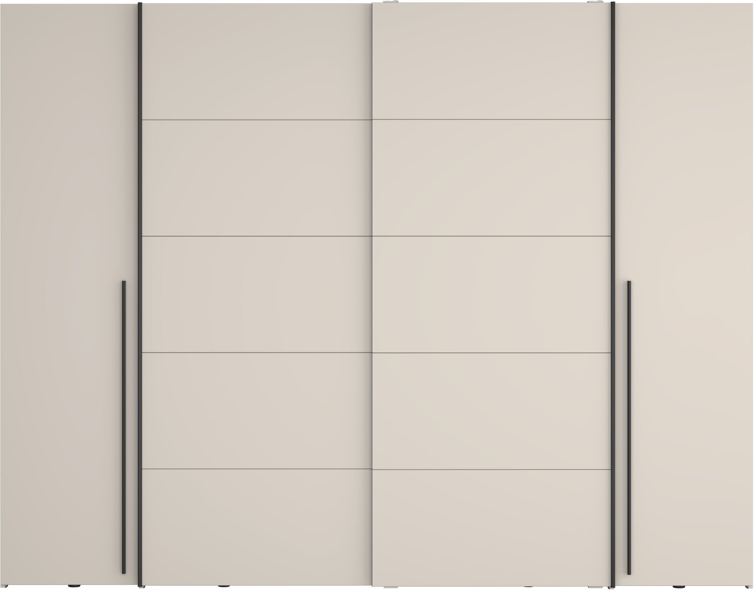Armoire - Décor Sable- 2 portes battantes + 2 portes coulissantes -  L270 x P61 x H210cm - NARAGO