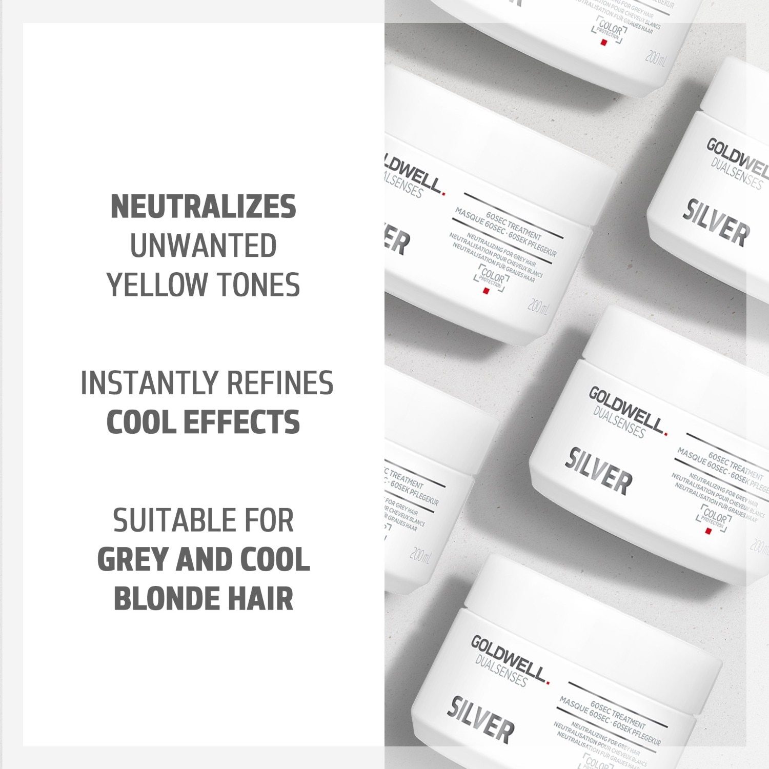 „Goldwell Dualsenses Silver“ plaukų kaukė, 60 sekundžių trukmės procedūra – 200 ml