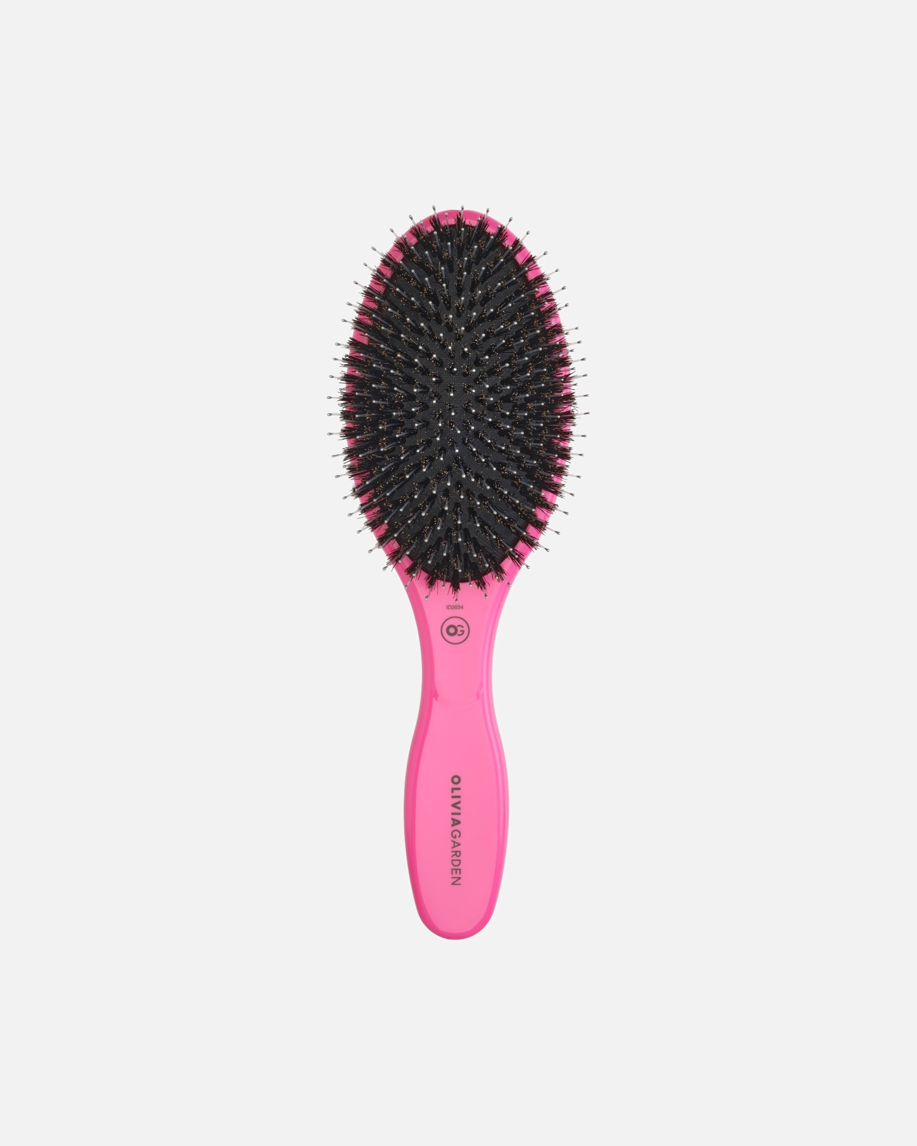Cepillo plano y de paleta Olivia Garden EXPERT Expert Care con cerdas ovaladas de jabalí y nailon, color rosa - 1 unidad