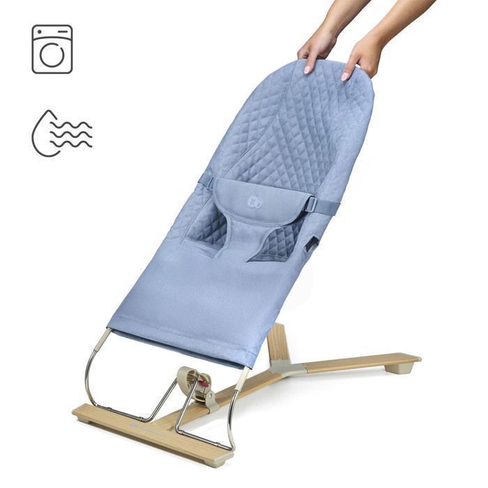 Hamaca mecedora Kinderkraft MIMI con movimiento de balanceo natural – Arnés de seguridad de 3 puntos, respaldo ajustable en 3 posiciones, Nordic Breeze