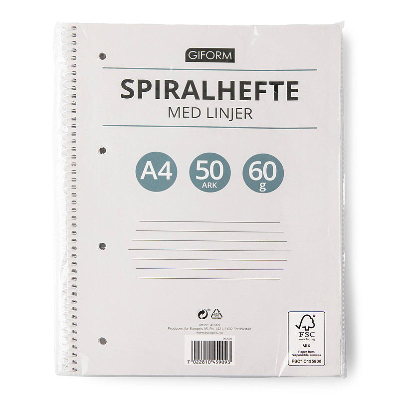 Giform Spiralblock A4 50 ark, linjerat