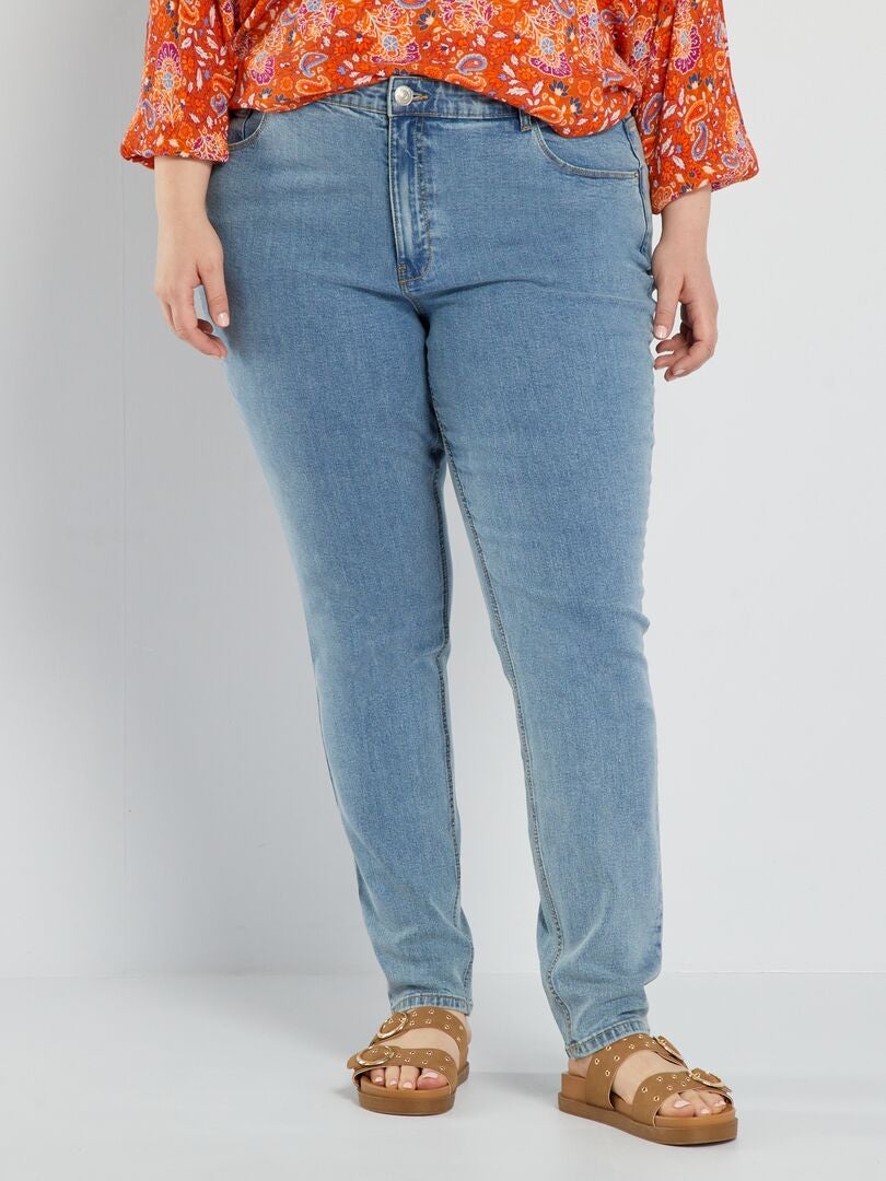 Calça jeans slim de cintura alta - L28 - azul