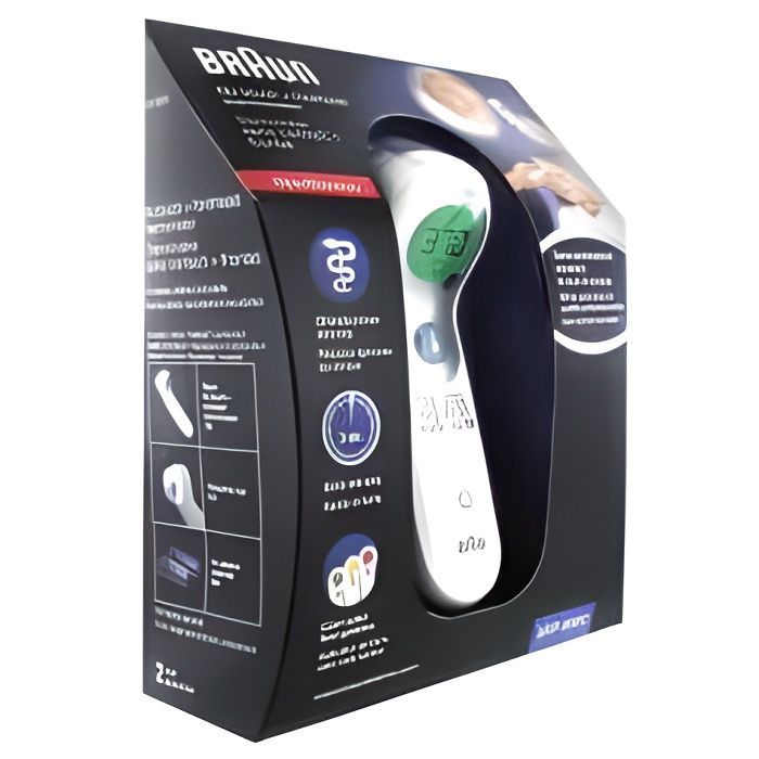 Braun kontaktloses Stirnthermometer Weiß