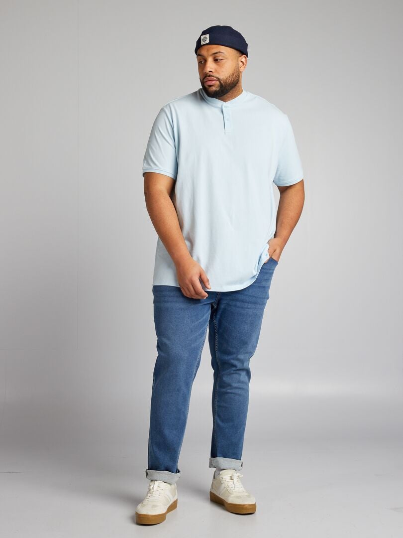 Poloshirt van katoenpiqué - BLAUW