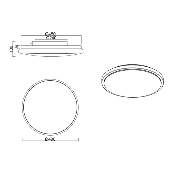 Lampă de tavan LED Tilion, 21 W, 2.500 lm, Ø 50 cm