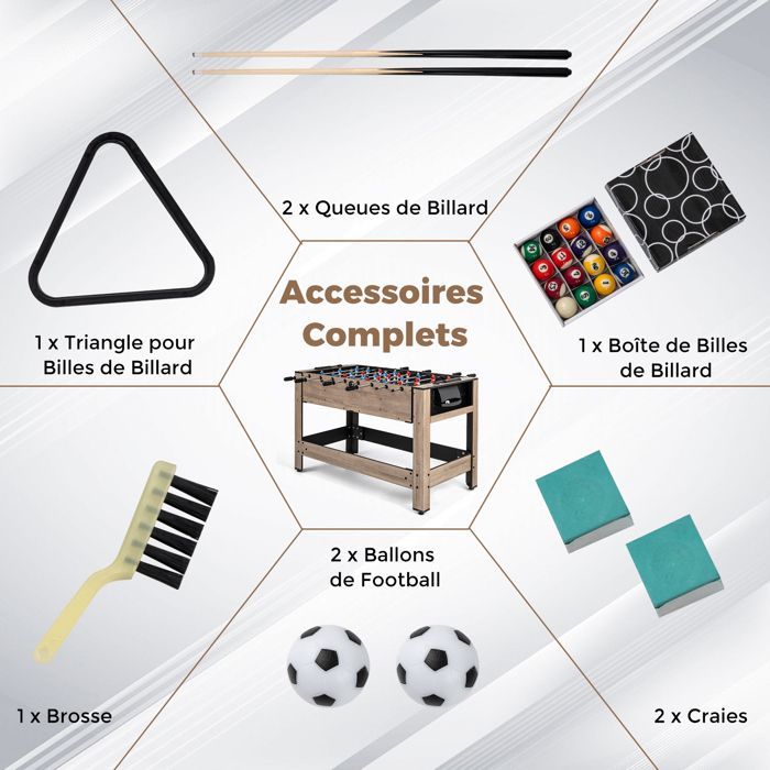 Mesa multijuegos convertible 2 en 1 GIANTEX, futbolín y billar, con numerosos accesorios, 26 jugadores, tacos y bolas, para 2-4 adultos.