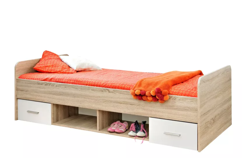 Łóżko DINO 90x200 dąb/biały mat