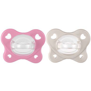 Chicco Physioforma Dual Soft Pink dude, 6-12 mesecev, 2 dudi z dvojno mehkobo