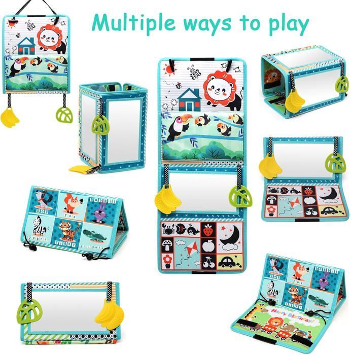 Baby Development Toy for 6 Months with Montessori Mirror, Black and White Sensory Toys - NONE - Gift for Newborns 0-12 Months