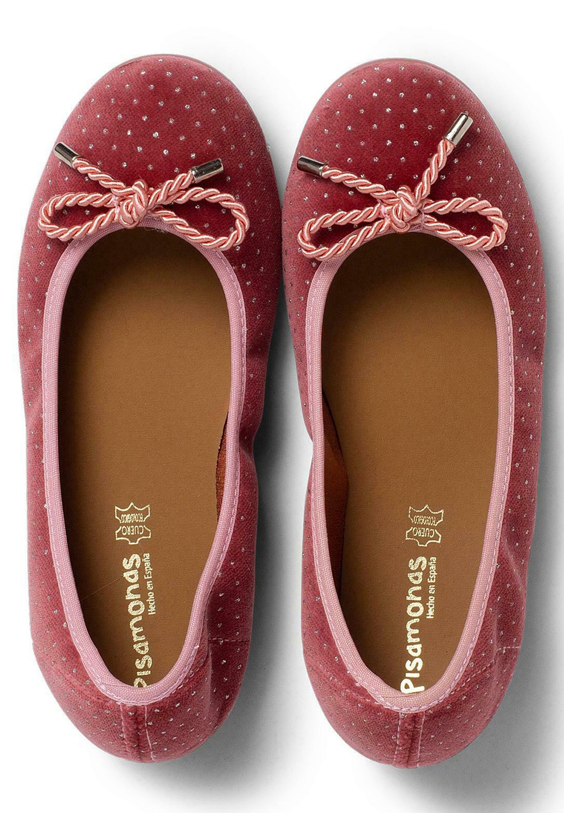 Pisamonas MET FLUWELEN STRIK EN SNEEUW - Ballerina's - roze