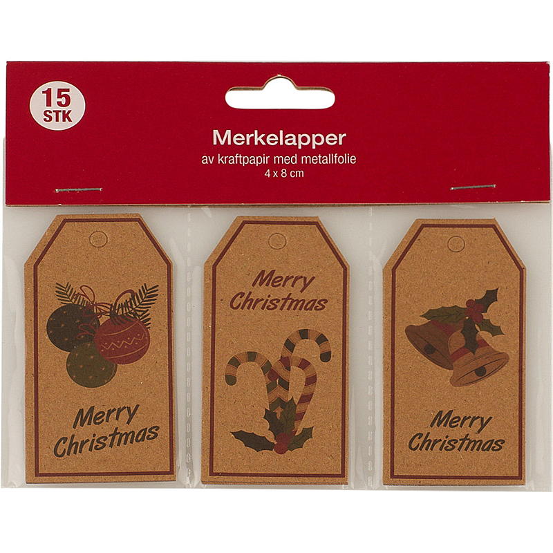Étiquette cadeau pour la maison, paquet de 15, Père Noël Kraft