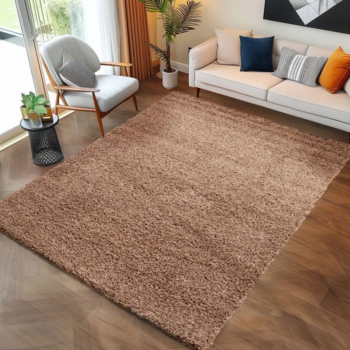 Alfombra de pelo largo para salón - Mylan - Moca - 240 x 340 cm - 100 % polipropileno - CARPETTEX