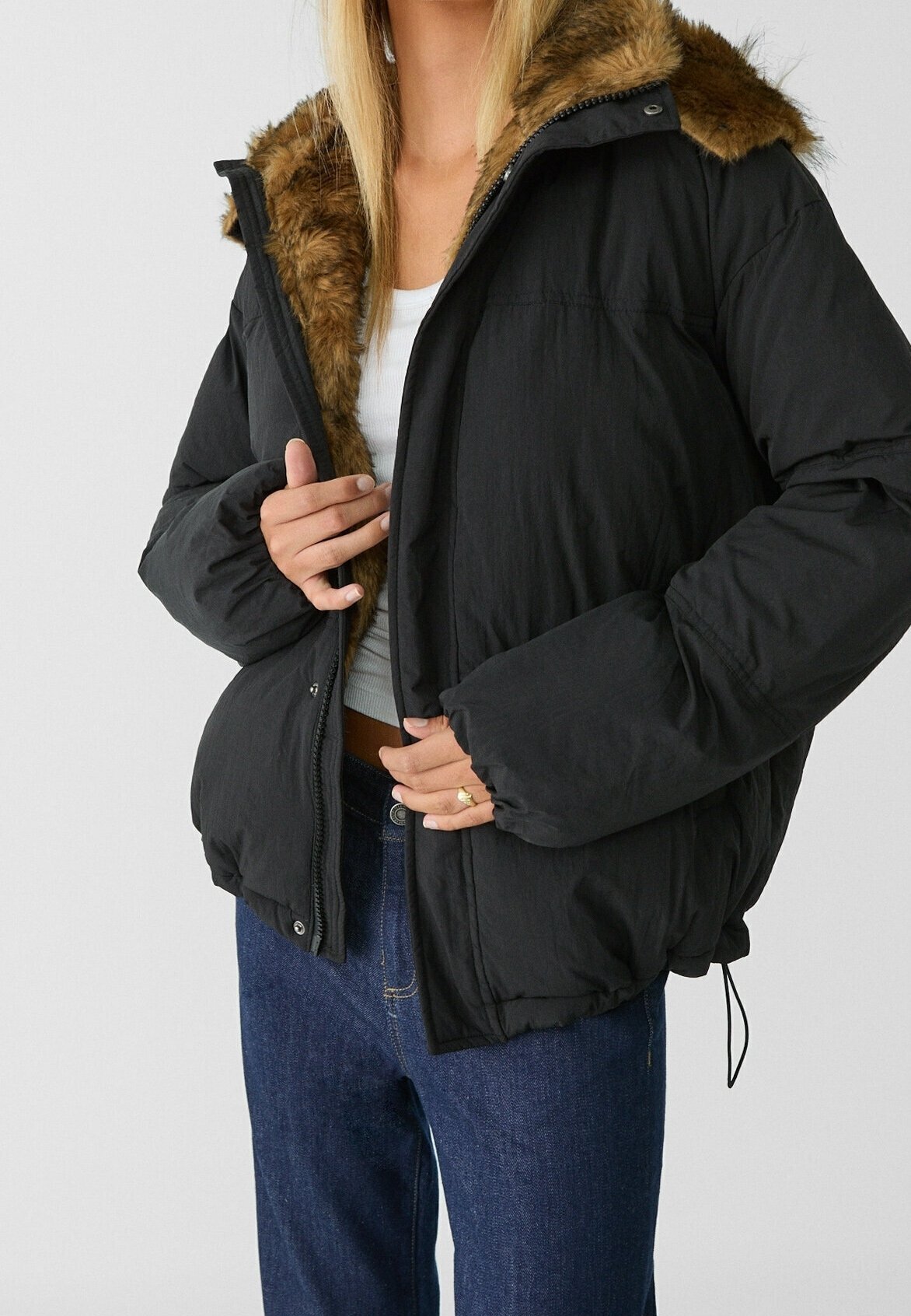 Stradivarius winterjas - zwart