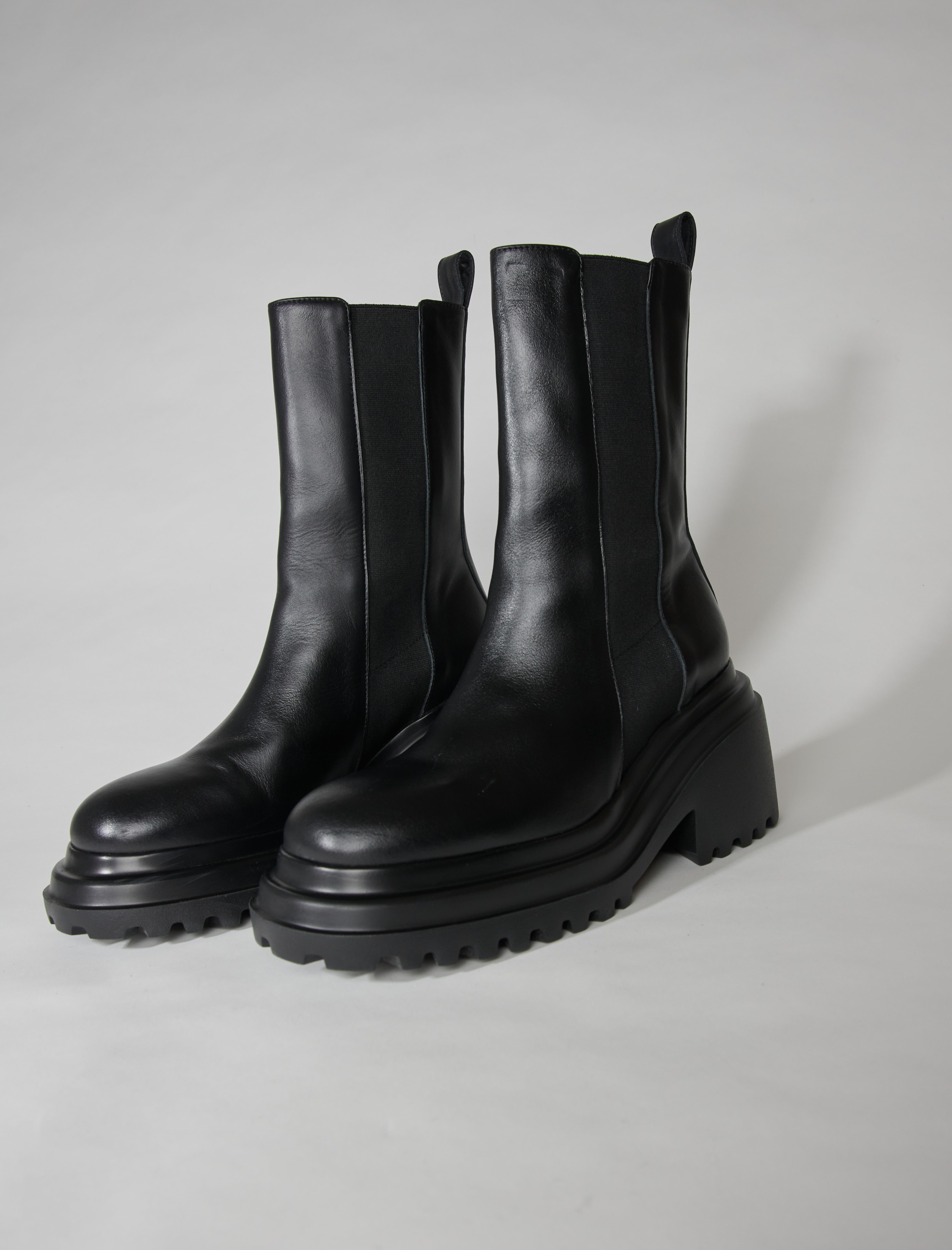 Ghete din piele pentru gleznă - Negre
