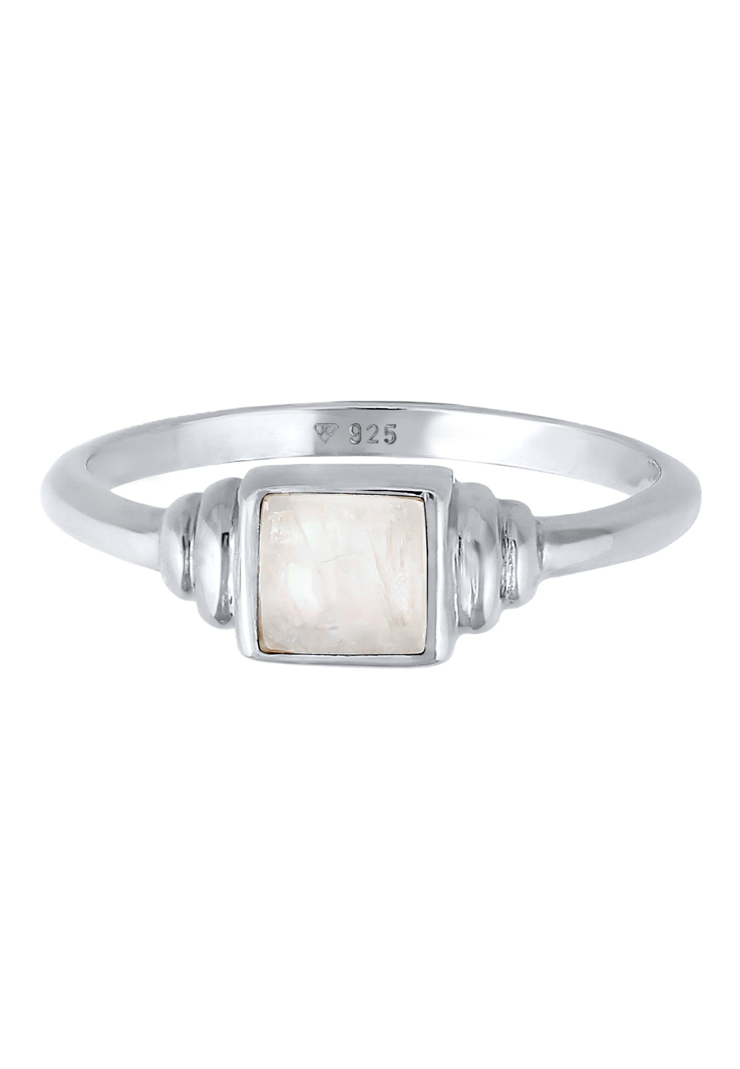 Elli PREMIUM Elli PREMIUM Bague Femmes Carré Vintage avec Pierre de lune en argent sterling 925 plaqué or