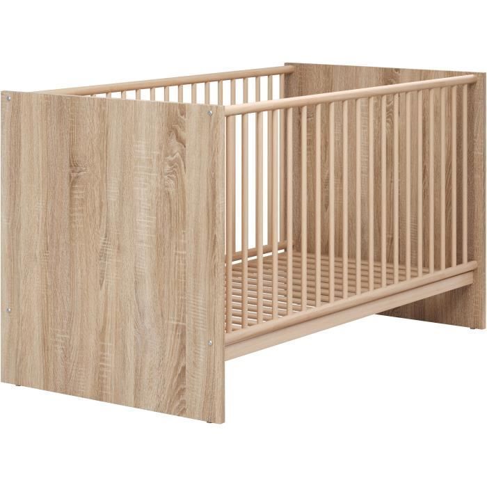 Set cameretta NIKO Trio - Lettino 70x140 cm + Fasciatoio a 2 ante + Armadio a 2 ante - Finitura Rovere Naturale - TRENDTEAM