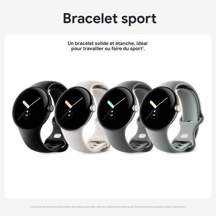 Smartwatch Google Pixel Watch - 41 mm - Argento lucido - Cinturino antracite