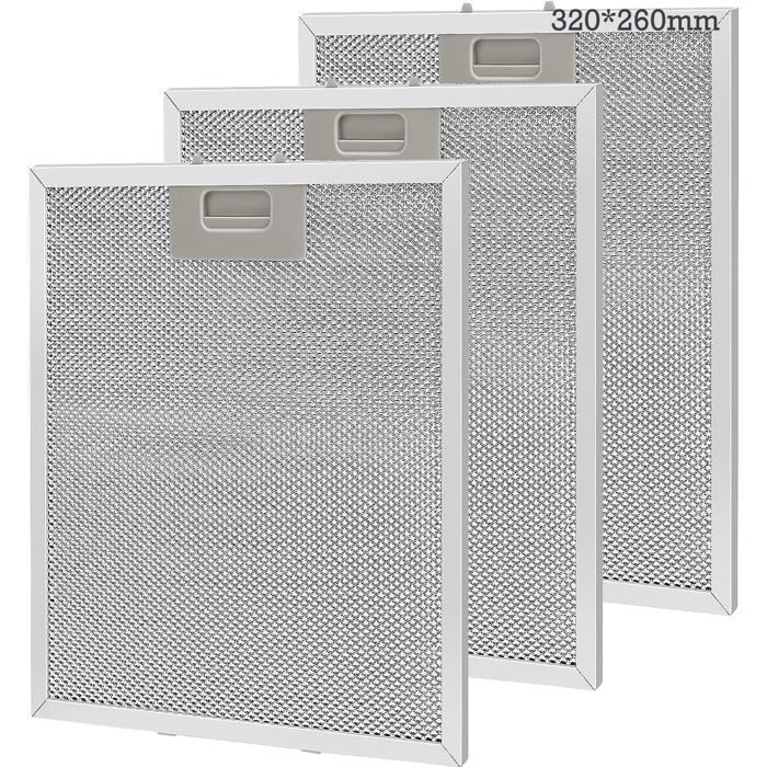 Grease Filter - Metal - 320x260mm - Aluminum - Grease-Reducing - Cooker Hood Accessory