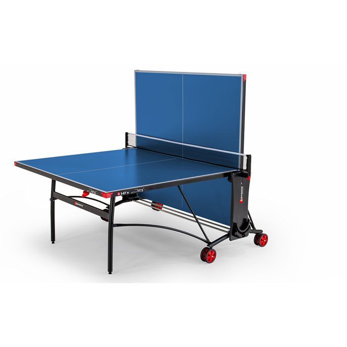 Tischtennistisch - SPONETA - S3-87e - Klappbar - Für den Außenbereich - Netz + Aufbewahrung + multidirektionale Rollen - Blau/Schwarz