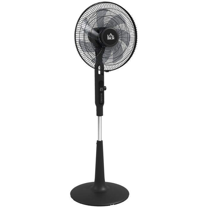 Ventilador de pedestal HOMCOM Ø 42cm 40W 3 modos 28 velocidades, función antimosquitos, altura ajustable, oscilación de 75°, negro