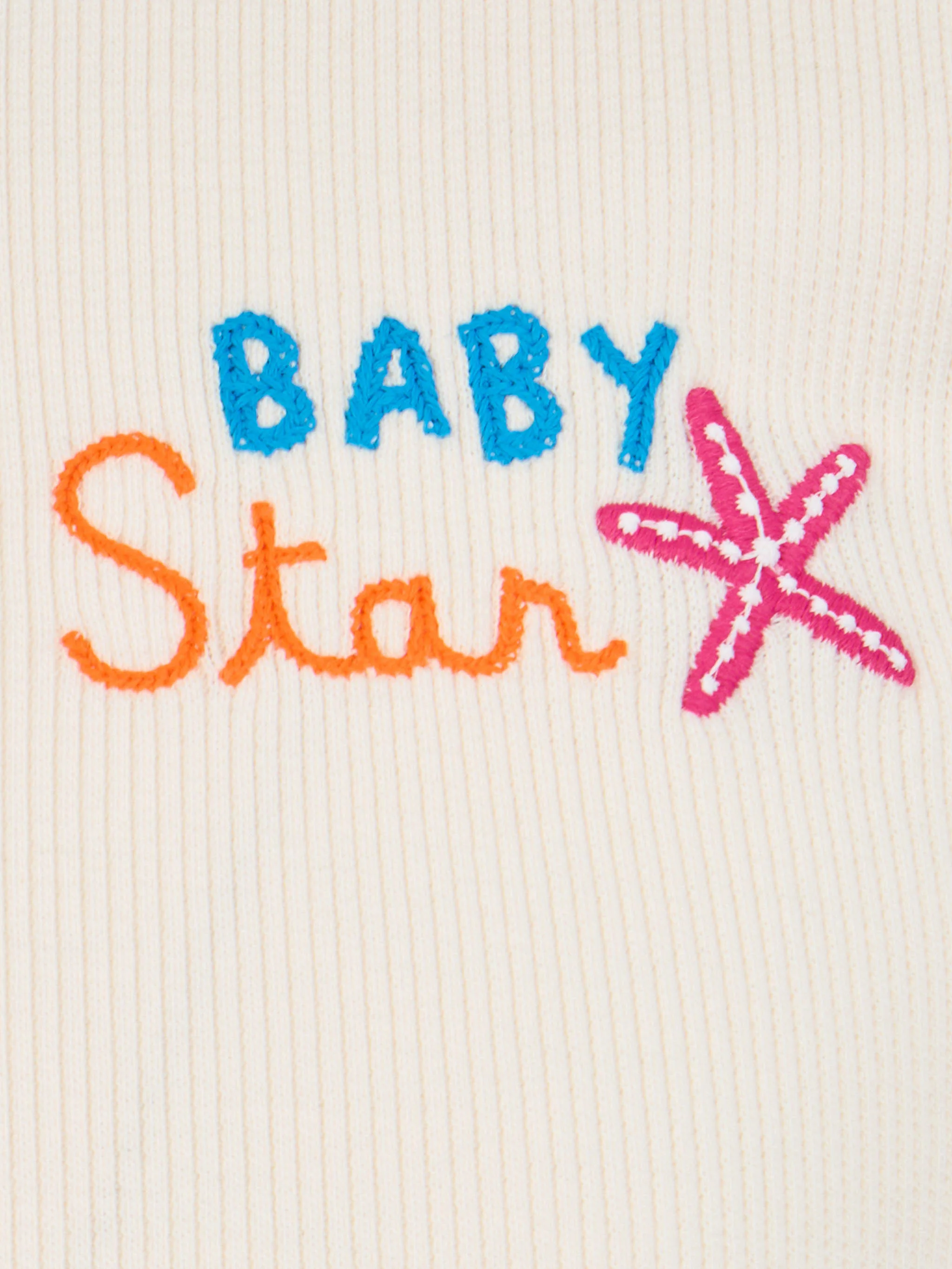 Geribbeld T-shirt van Serena Jr. voor meisjes met Baby Star-borduurwerk.