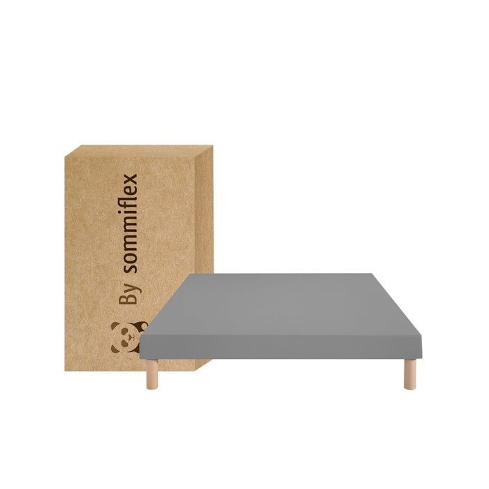 SOMMIER TAPISSIER GRIS 140x190 cm | FABRICATION FRANÇAISE ARTISANALE | PIEDS OFFERTS | HAUTEUR avec PIEDS 27 cm - som140x190gris