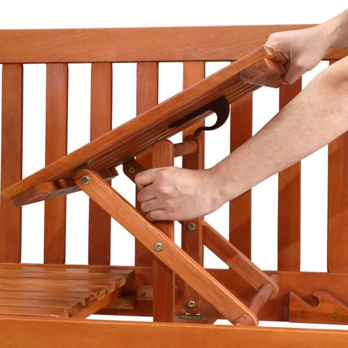 Gartenbank aus Eukalyptusholz für 3 Personen mit ausziehbarer, FSC®-zertifizierter Tischplatte