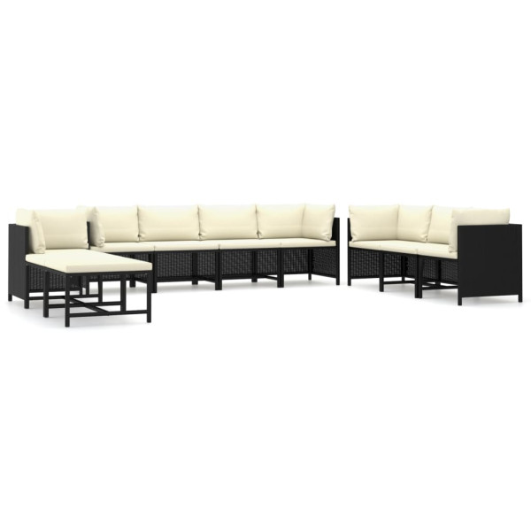 Zestaw wypoczynkowy do ogrodu Czarny Technorattan 5x sofa narożna   3x