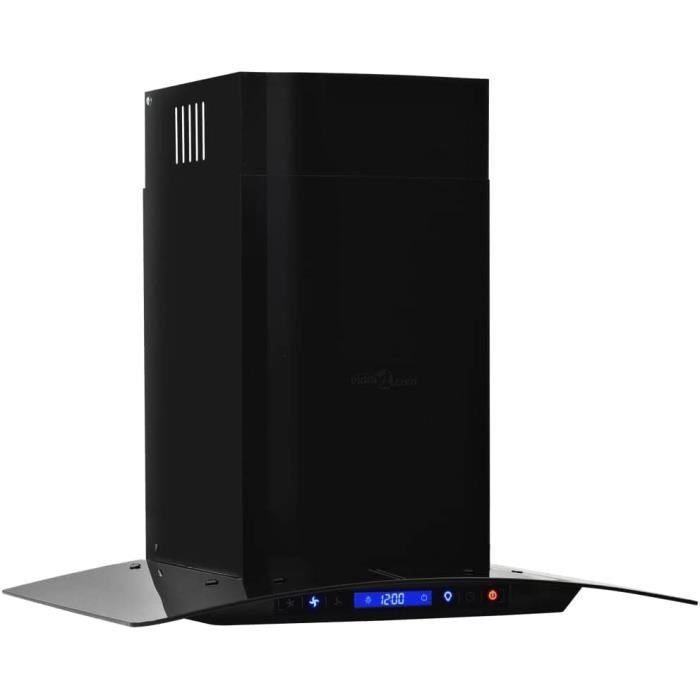 Veggmontert LCD-kjøkkenvifte i rustfritt stål 756 m³/t 60 cm svart dekorativ avtrekk [473]