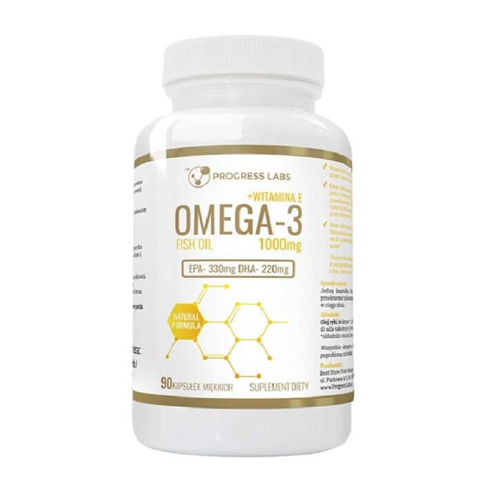 Progress Labs Omega 3 + Vitamin E 1000 mg Ingen GMO