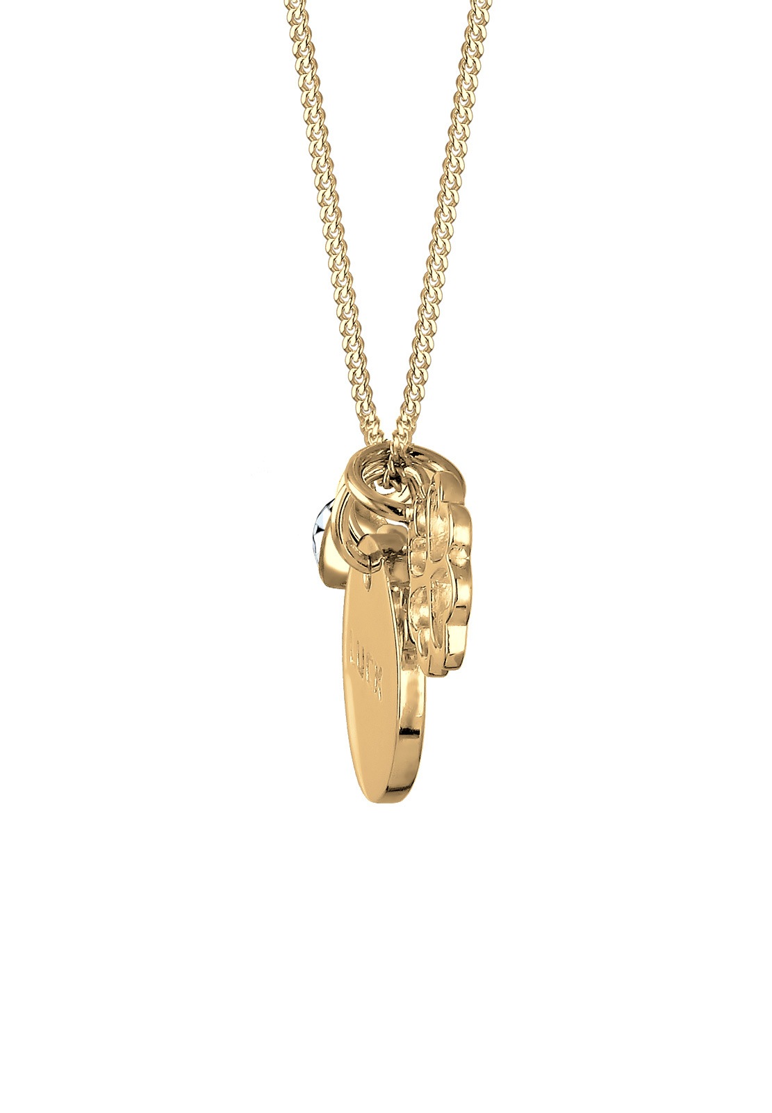 Elli Femmes avec trèfle pendentif chance et cristaux en argent sterling 925 plaqué or