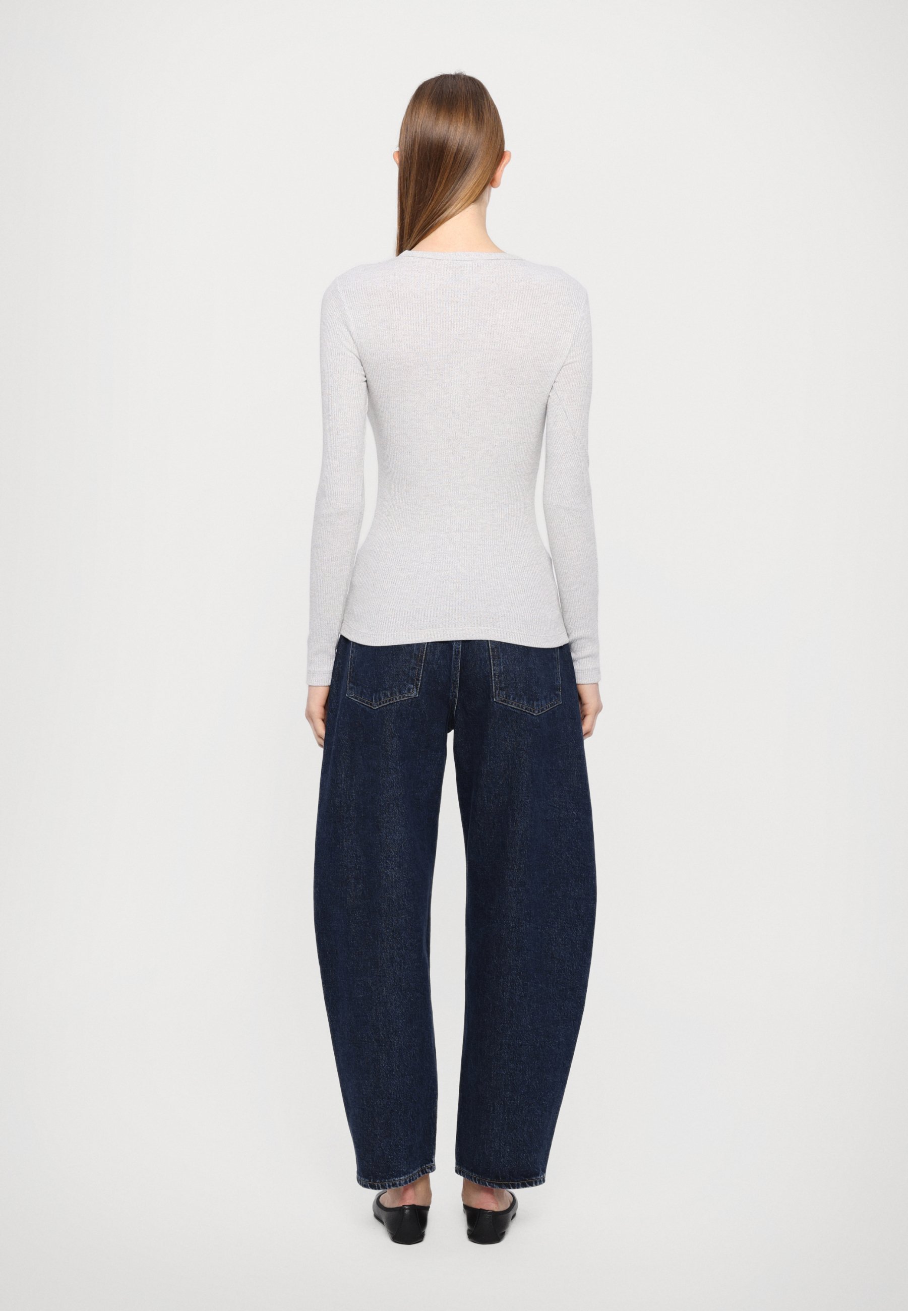 Agolde DELPHI SLIM T-SHIRT - Top met lange mouwen - geborsteld grijs gemêleerd