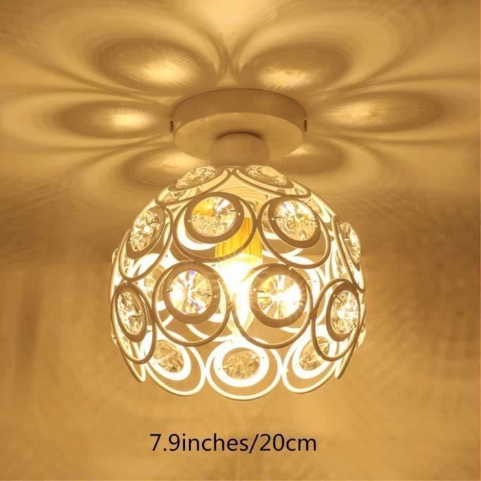Lámpara de techo de cristal y metal, araña moderna y sencilla, casquillo E27 para salón, dormitorio, pasillo - 20 cm