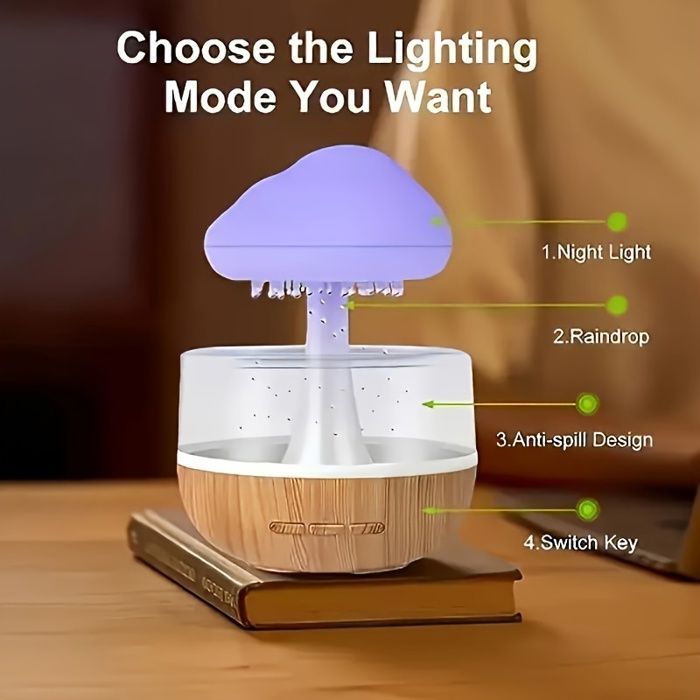 Humidificador - SIN MARCA - Moderno - Alimentación USB - Brillo ajustable - Madera y plástico