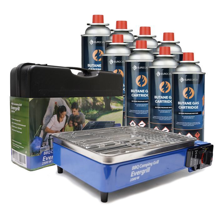 Barbacoa de gas butano Eurocatch Evergrill - Incluye 8 cartuchos