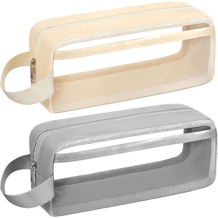 Lot de 2 trousses transparentes étanches pour école.