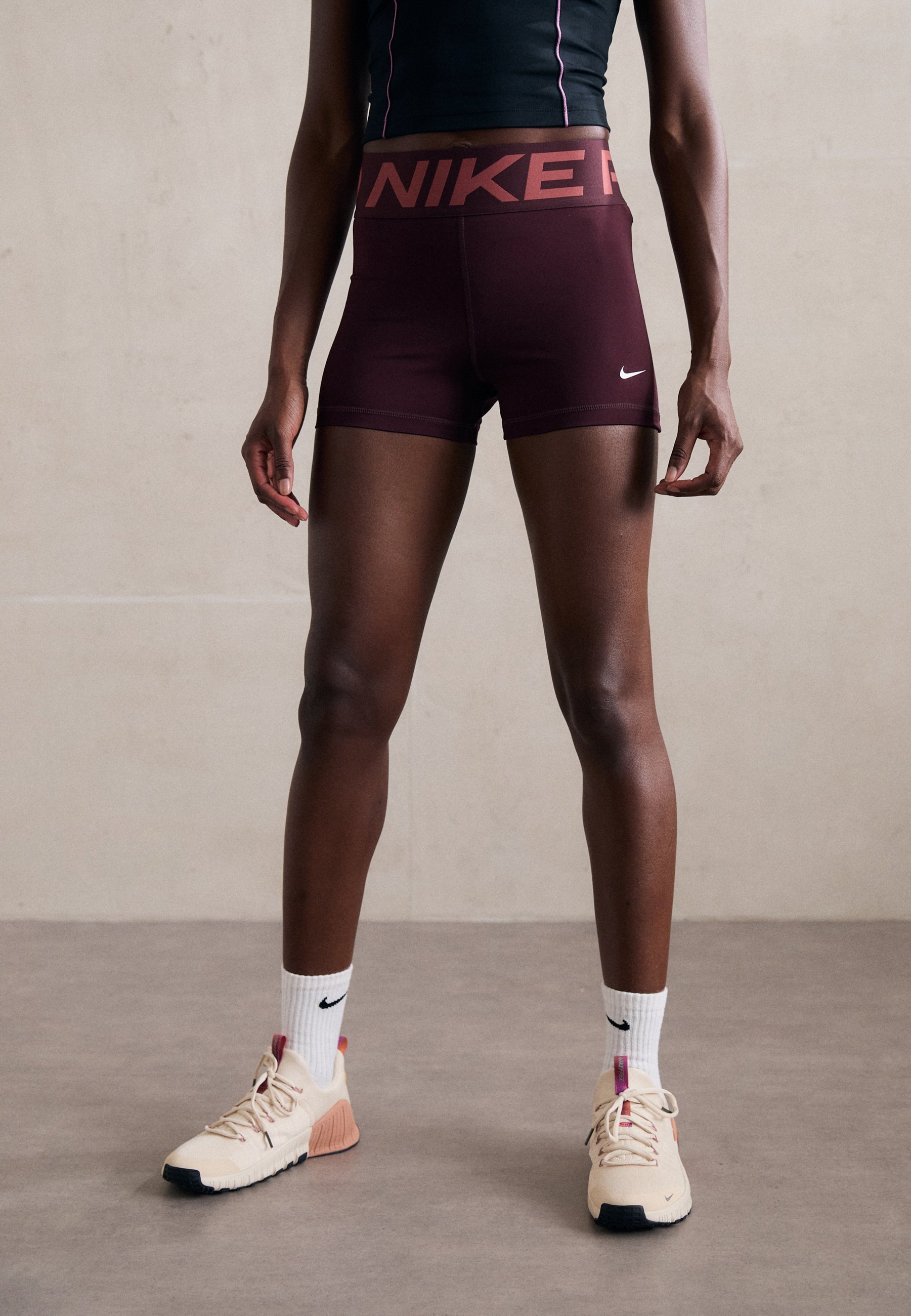 Legging Nike Performance SCULPT SHORT - bordeaux/blanc