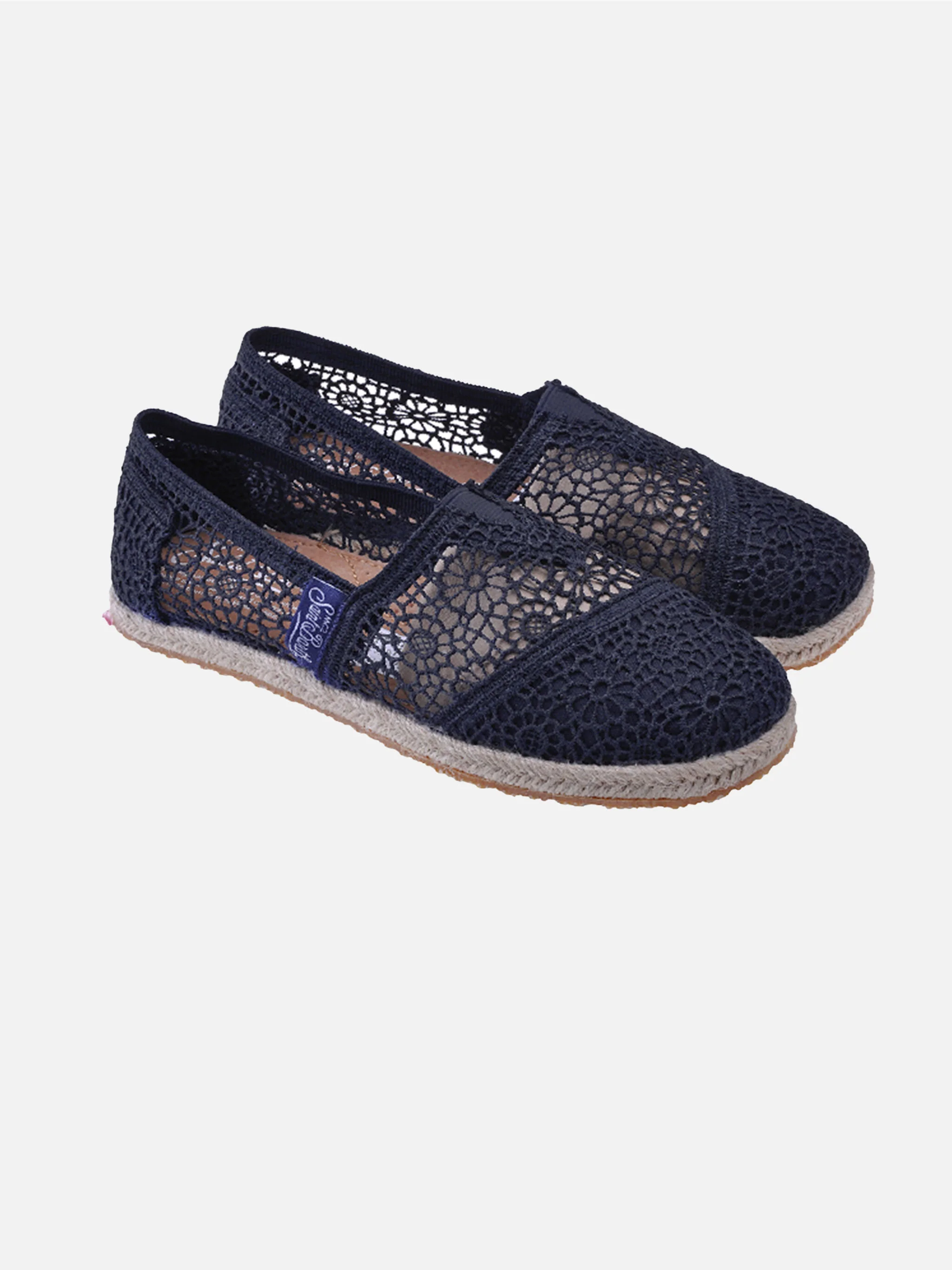 Zwarte macramé espadrilles voor dames